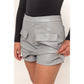 Leather Flap Pocket Skort: GRAY / S-M-L(2-2-2)