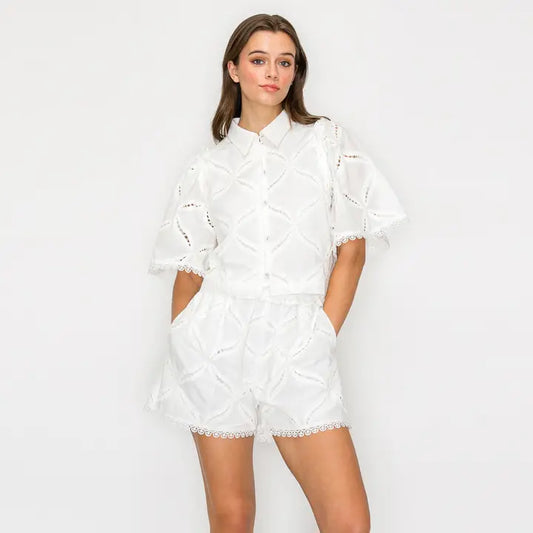 Pure White Eyelet Shirt
