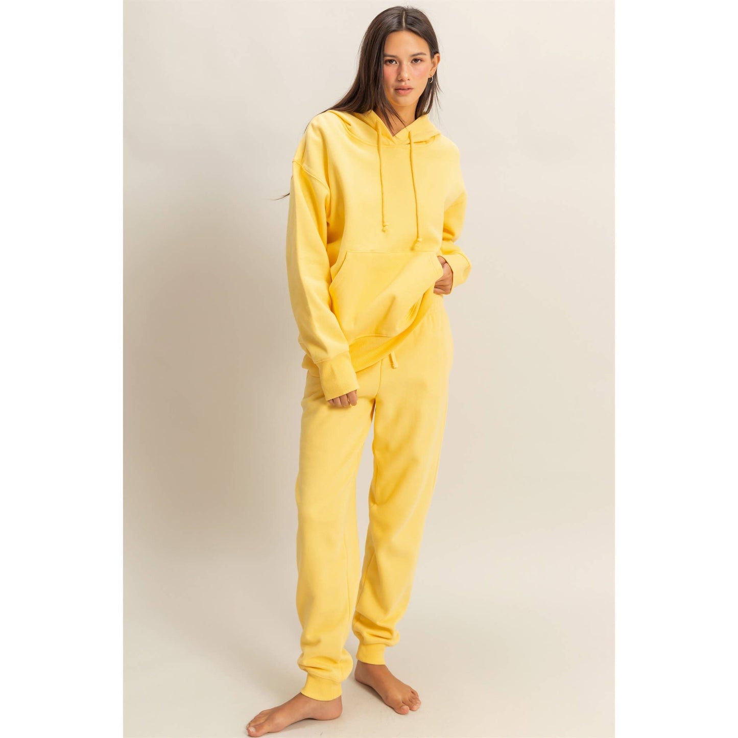 Drop Shoulder Oversized Hoodie: BANANA CREAM