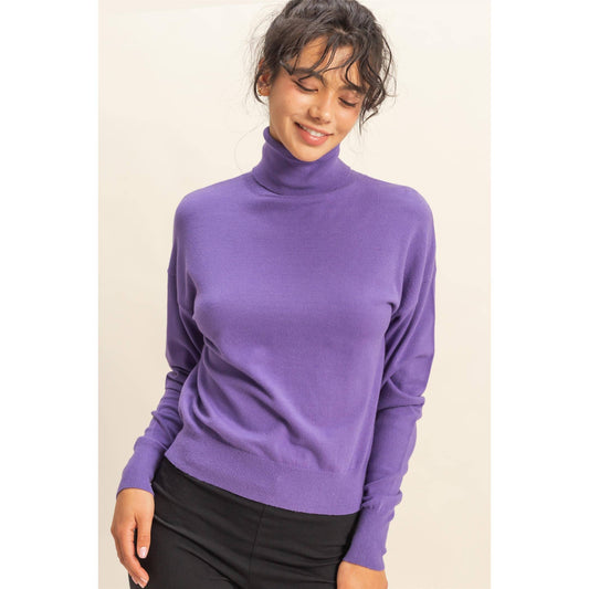 Long Sleeve Turtleneck Sweater: WISTERIA / S-M-L(2-2-2)