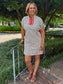 Liza Red Strip Animal Print Dress