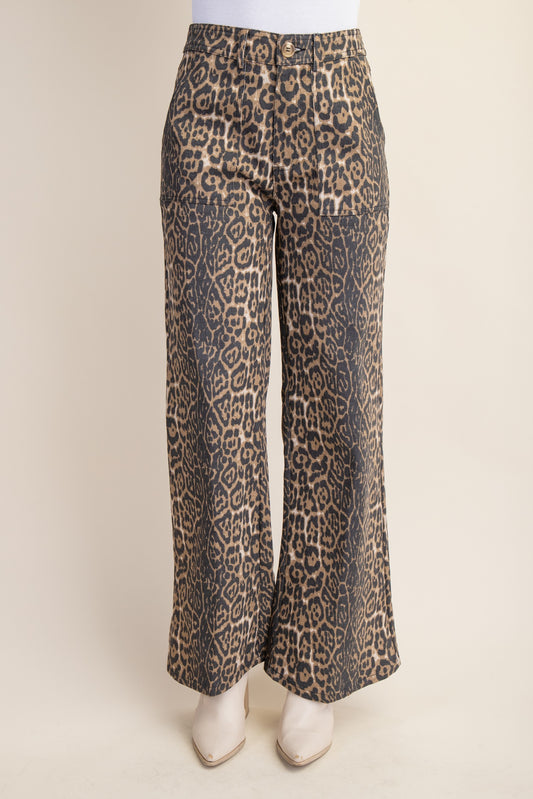 Leopard Denim Pants