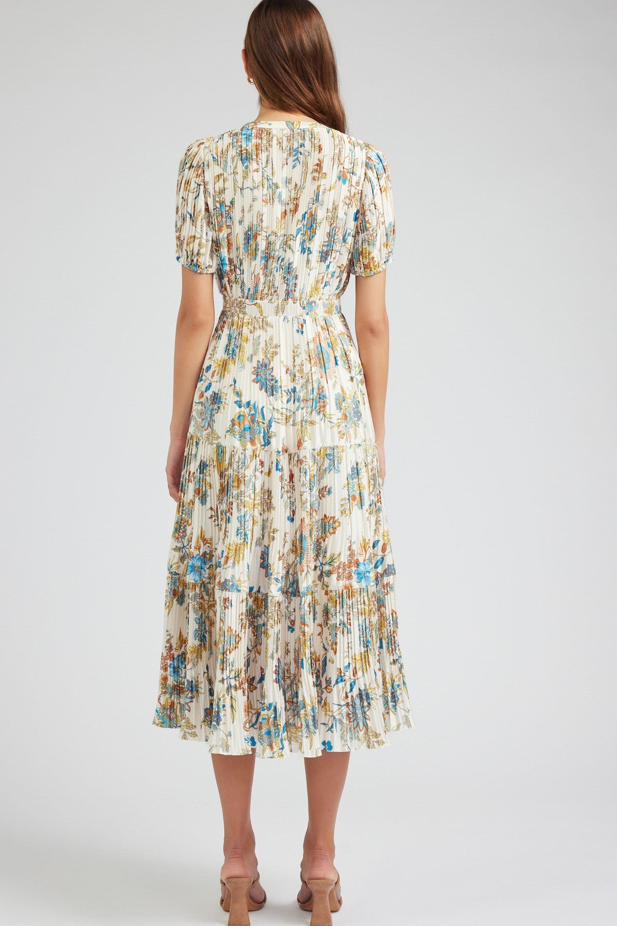 Botanical Pleated Printed Maxi Dress