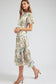 Botanical Pleated Printed Maxi Dress