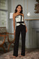 "Tied with a Bow" Black and White Strapless Jumpsuit