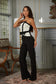 "Tied with a Bow" Black and White Strapless Jumpsuit