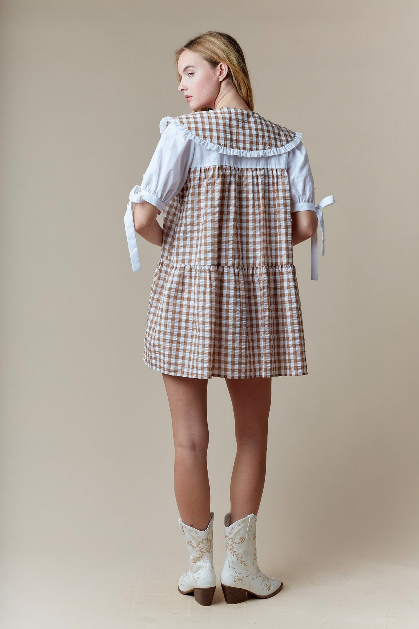 Checkered Brown Gingham Dress - Avail 1/27