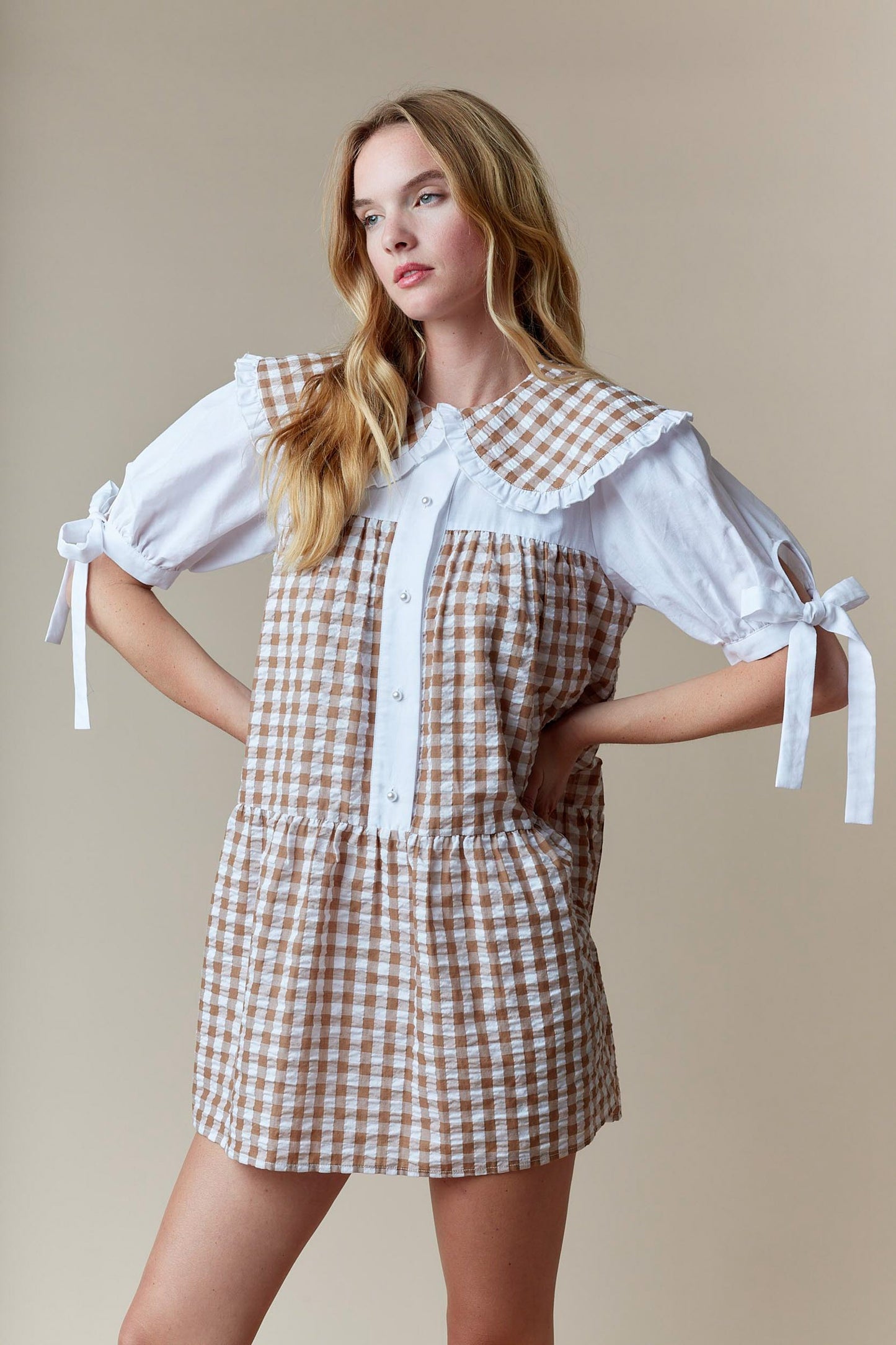 Checkered Brown Gingham Dress - Avail 1/27