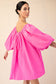 "Tiffany" Hot Pink Off Shoulder Dress