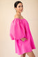 "Tiffany" Hot Pink Off Shoulder Dress