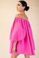 "Tiffany" Hot Pink Off Shoulder Dress