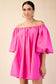 "Tiffany" Hot Pink Off Shoulder Dress