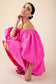 "Tiffany" Hot Pink Off Shoulder Dress