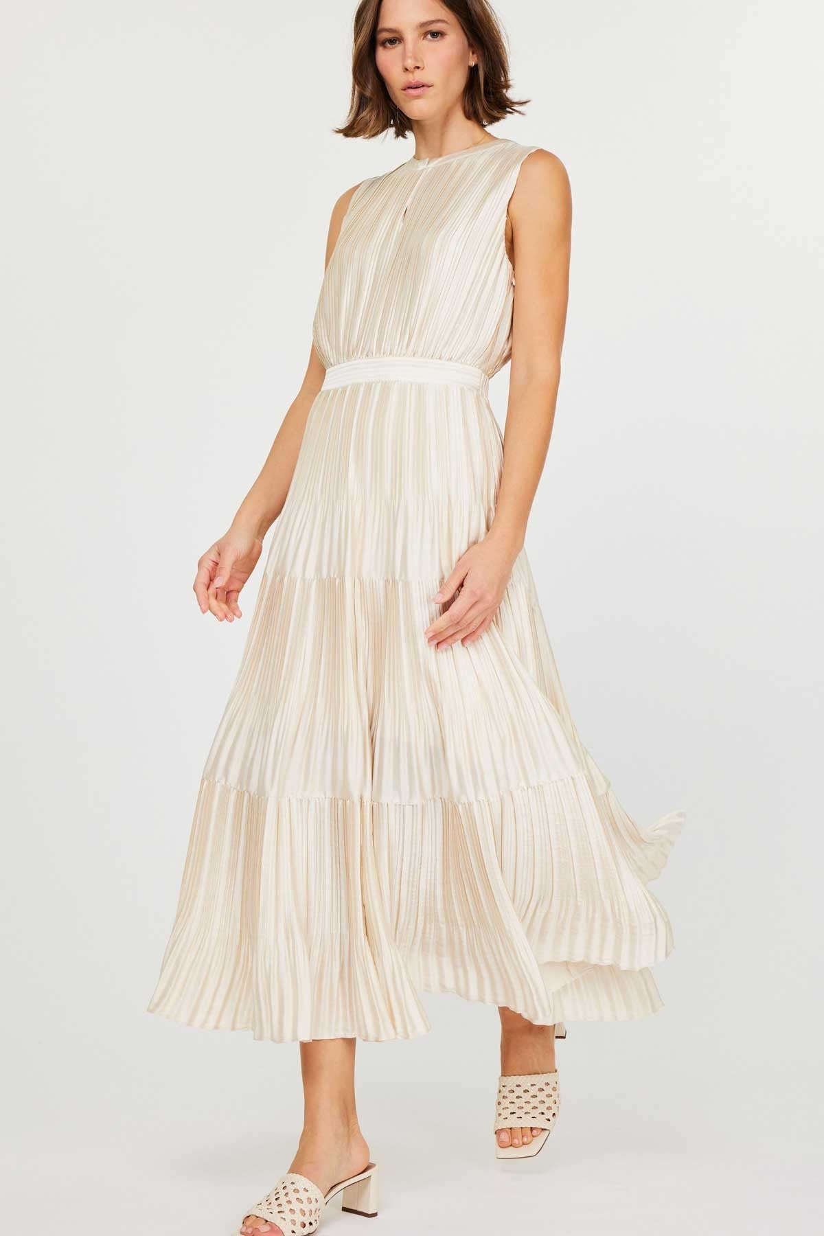 Pleated Sleeveless Dress