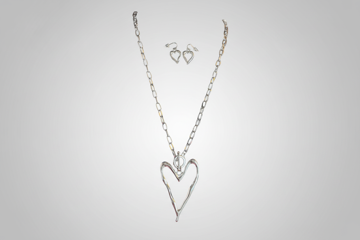 Heart Necklace and Earring Set