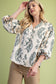 Button Down Blouse With 3/4 Length Balloon Sleeves