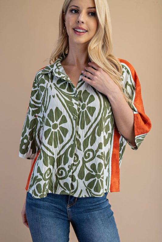 Giana Green and Orange Top