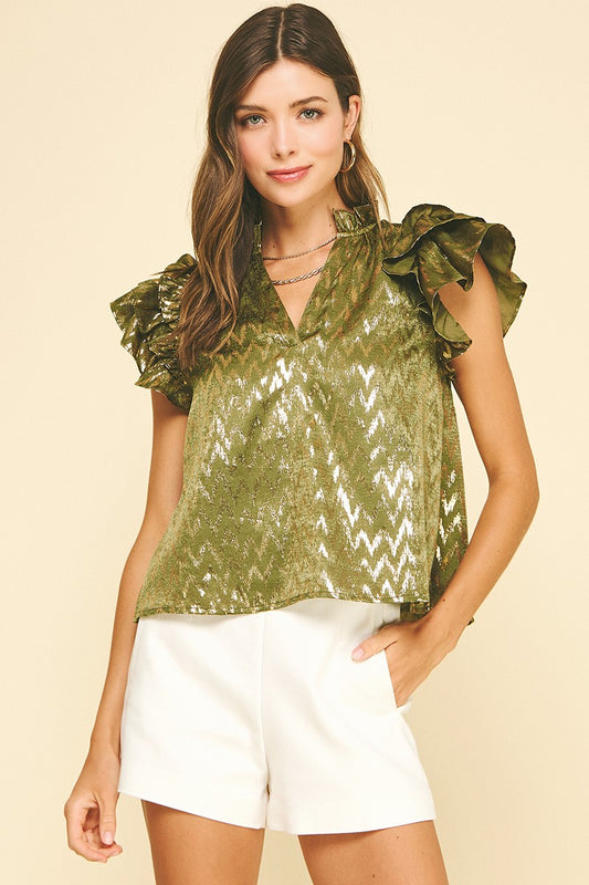 Ruffle Sleeve Blouse Top