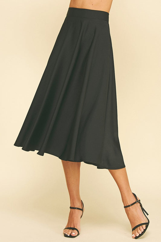Silky Pleated Midi Skirt
