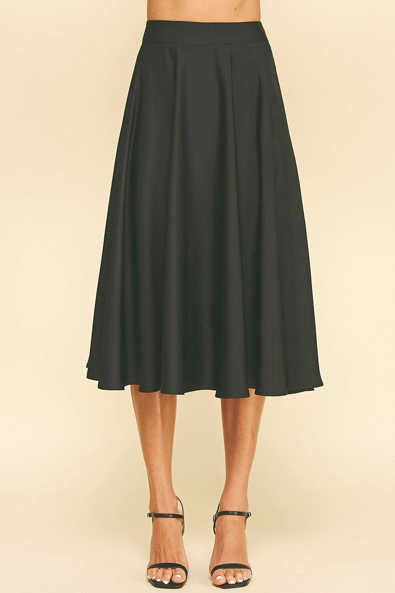 Silky Pleated Midi Skirt