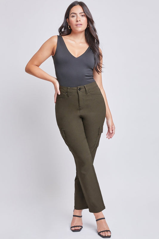 Dark Green Cargo Hyperstretch High Rise Pants