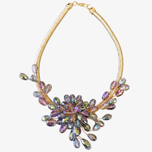 Chunky Aurora Borealis Crystal Collar Necklace | Handmade