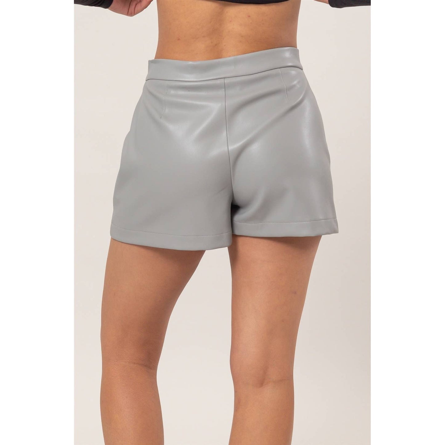 Leather Flap Pocket Skort: GRAY / S-M-L(2-2-2)