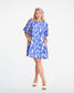 Blue and White Abstract Print Dress