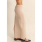 Mid-Rise Mineral Washed Casual Maxi Skirt: DARK TAUPE / S-M-L(2-2-2)