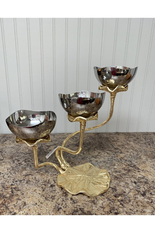 3 Bowl Stainless Steel Relish Dish - gold - The Perfect Gift Shop & Boutique