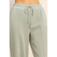 High-Waist Drawstring Pintuck Pants: DARK TAUPE / S-M-L(2-2-2)