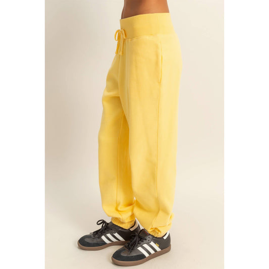 High-Waist Jogger Pants: BANANA CREAM / S-M-L(2-2-2)