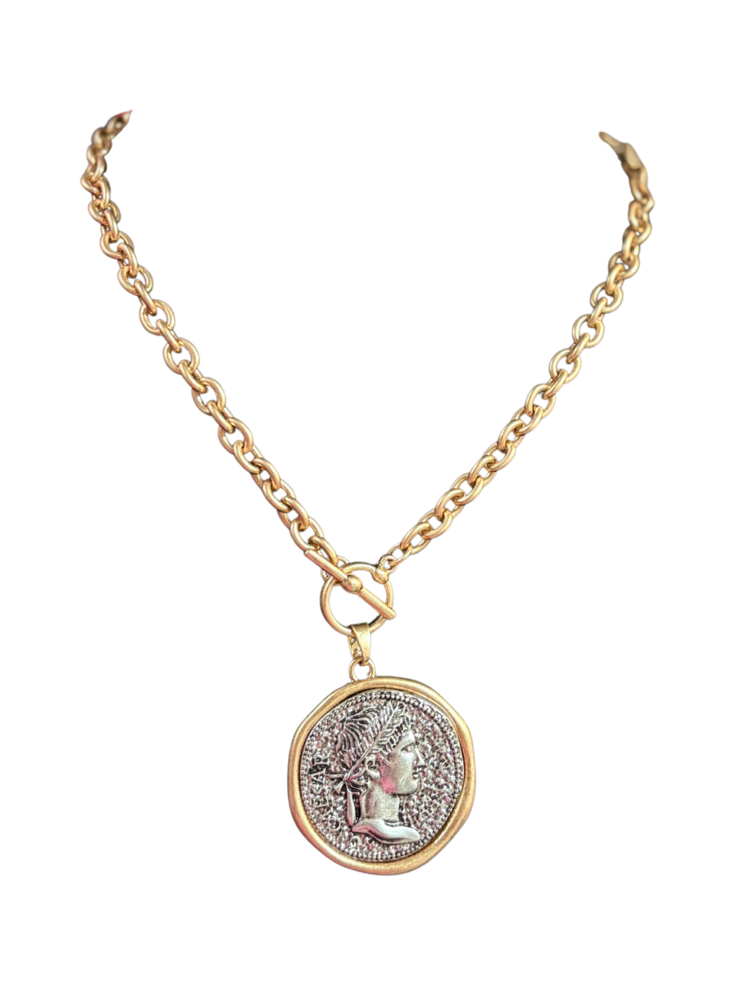 Estelle Coin Pendant Link Necklace