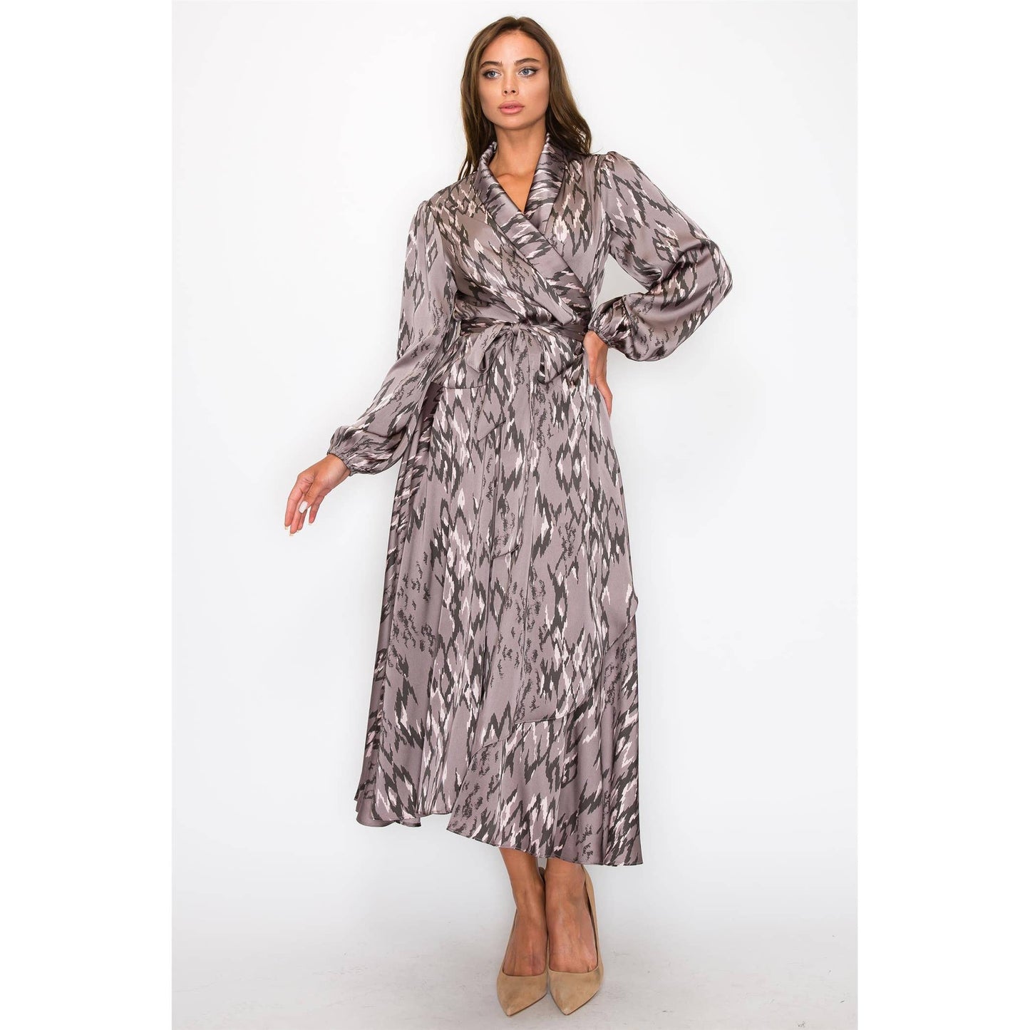 Satin Wrap Maxi Dress