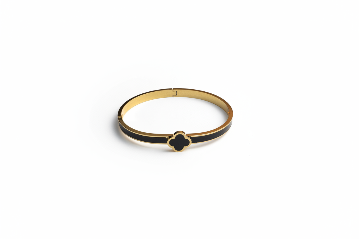 Black and Gold Clover Bracelet