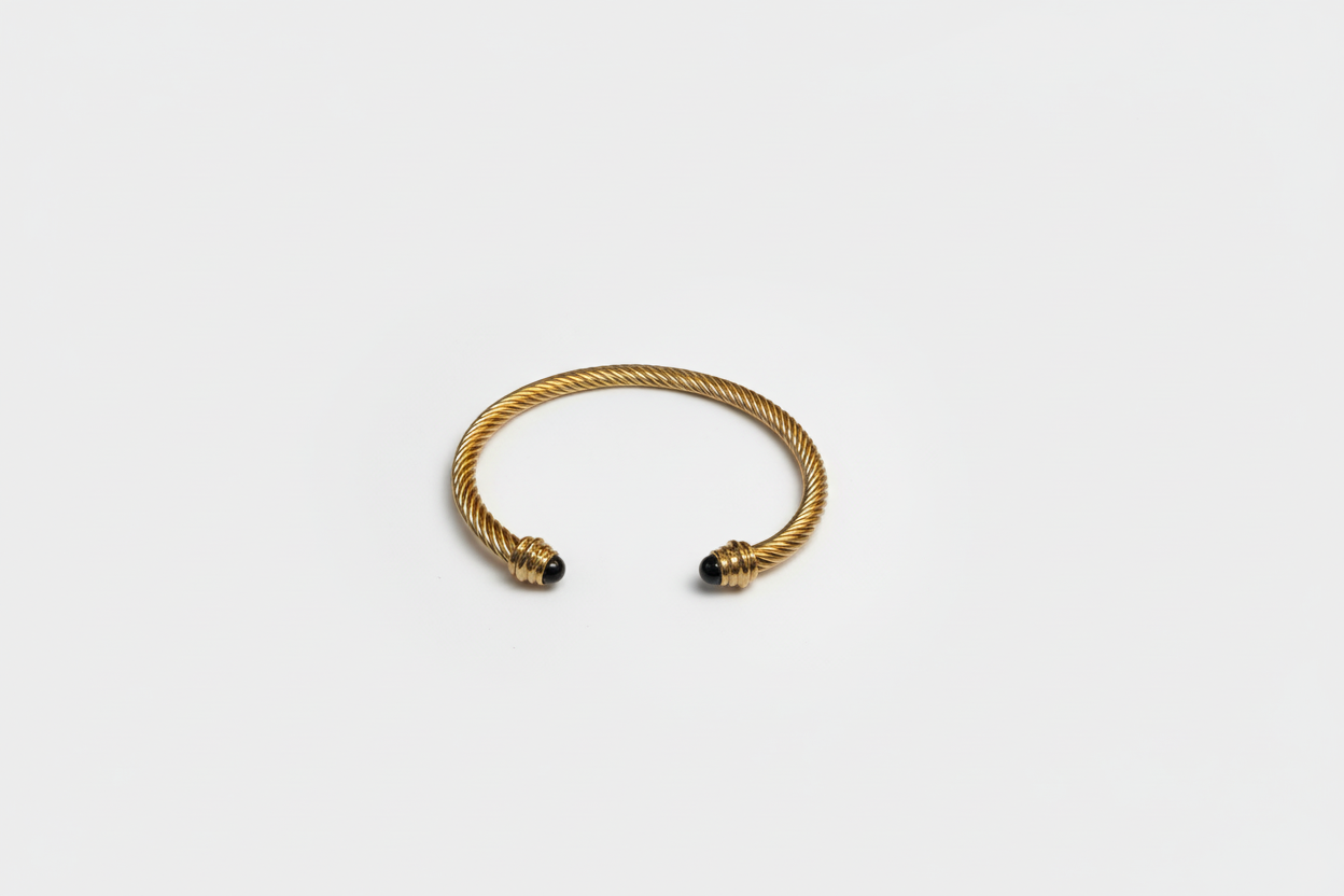Gold Cuff with Black Ends