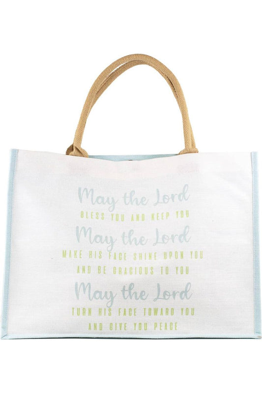 Grace Prayer Juco Tote   White/Green 19x14x7.5