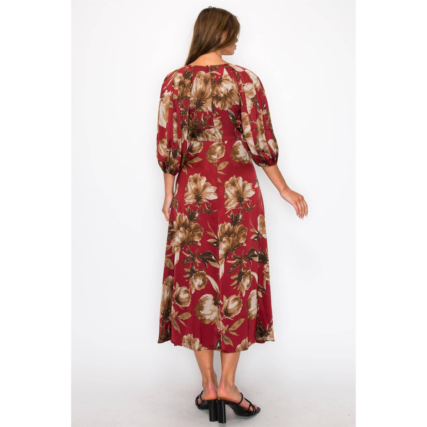 Satin Floral Maxi Dress