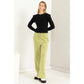 High Waist Drawstring Wide Leg Pants: PALE OLIVE / S-M-L(2-2-2)