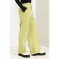 High Waist Drawstring Wide Leg Pants: PALE OLIVE / S-M-L(2-2-2)