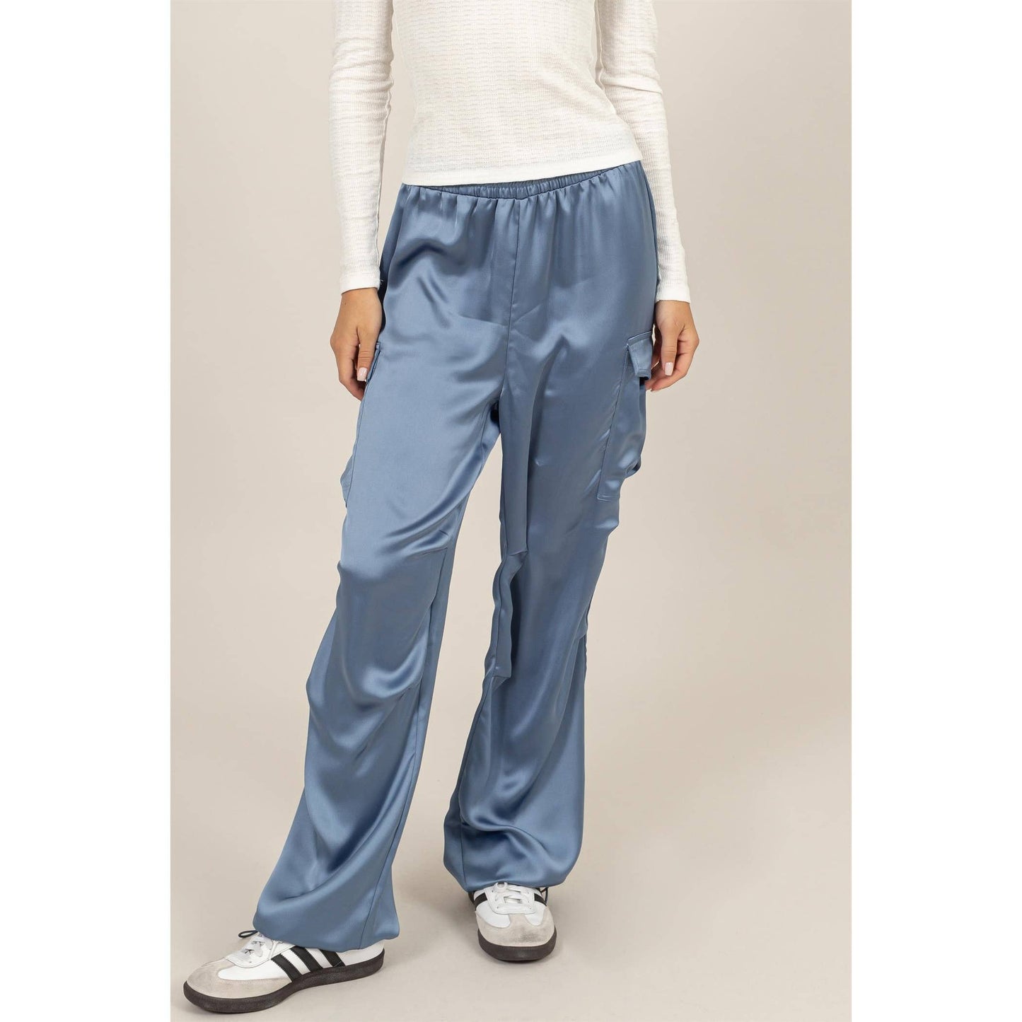 Satin Cargo Pants: ALPACA