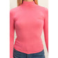 Turtleneck Long Sleeve Fitted Top: TAFFY PINK