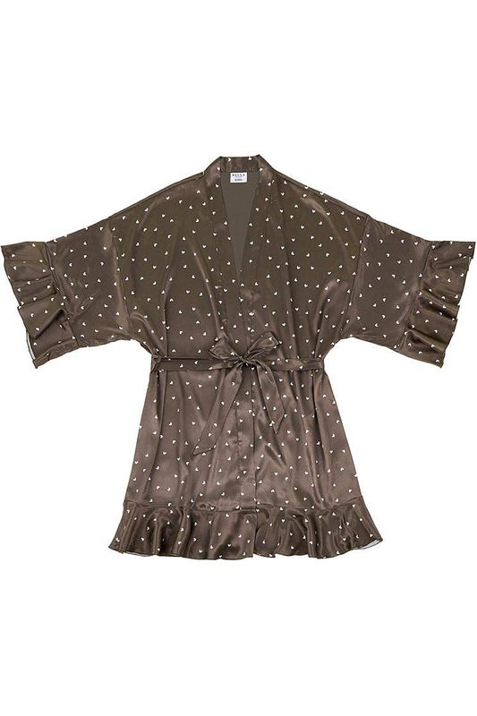 Ruffled Satin Robe - Hearts: Small/Medium