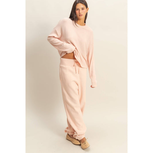 High-Waist Jogger Pants: DUSTY PINK
