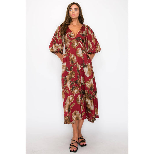 Satin Floral Maxi Dress