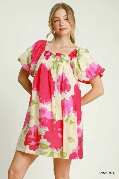 Watercolor Floral Mini Dress