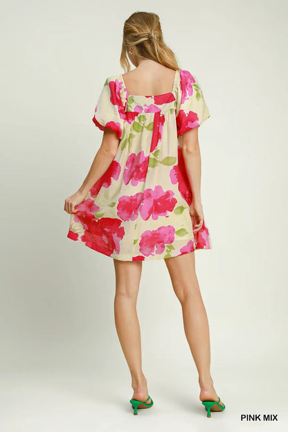Watercolor Floral Mini Dress