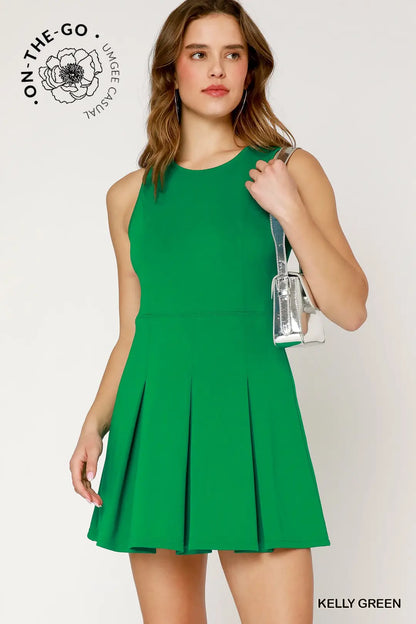 Sleeveless Pleated Mini Dress