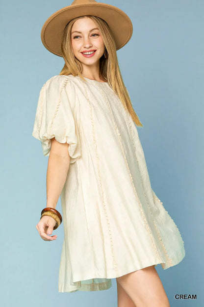 Scalloped Trim Mini Dress