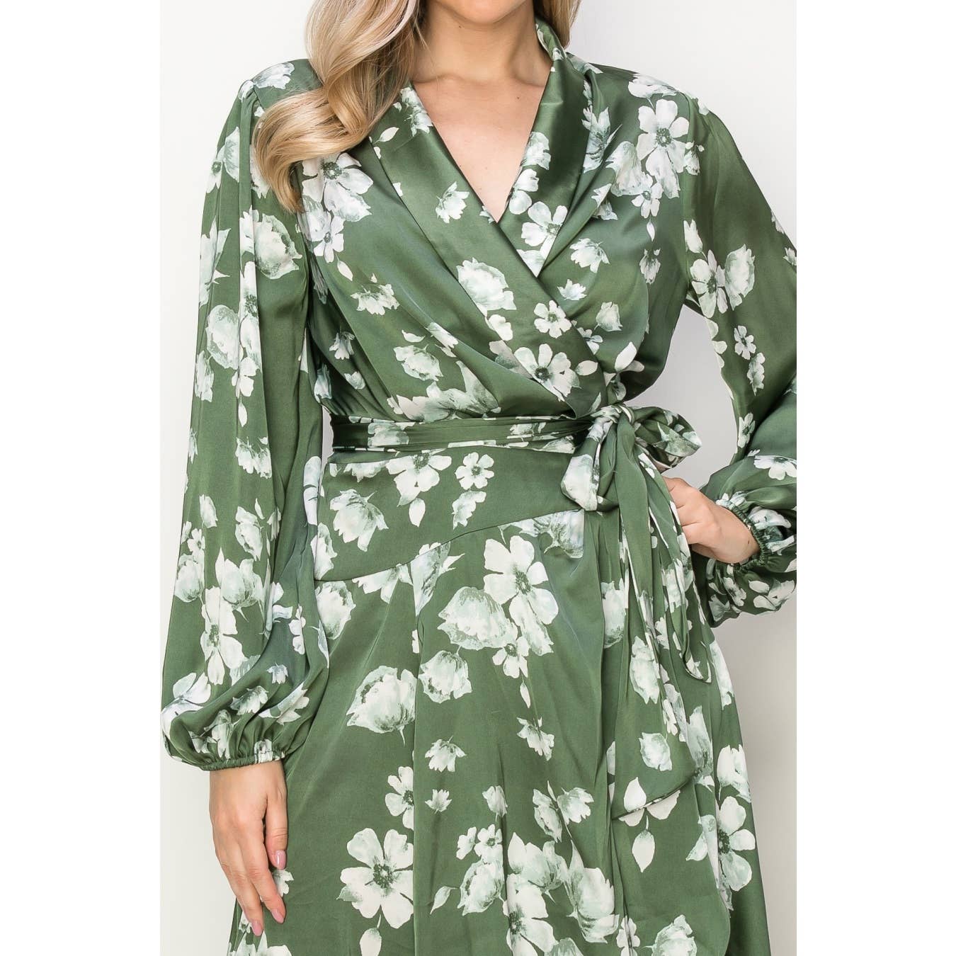 OL24A127-SATIN FLORAL LONG SLEEVE MAXI DRESS